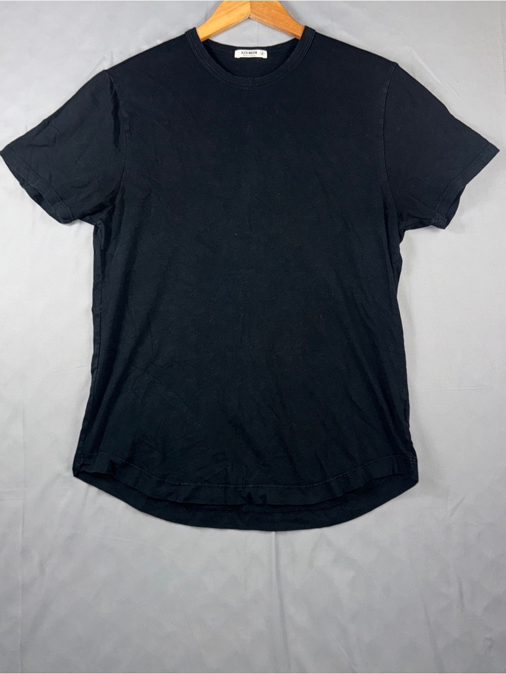 Buck Mason Shirt Mens Medium Solid Black Crewneck Cotton Tee Made USA Top